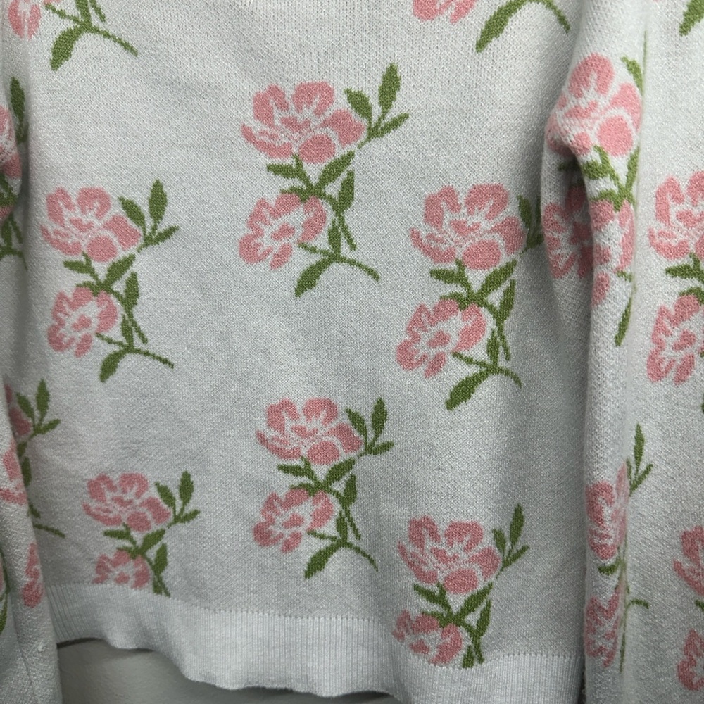 Willow &Wind Floral Knit Sweater - Pink and White - Picture 7 of 7